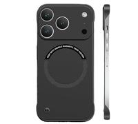 Generico Curranet Magnetic Frameless Hard Case for iPhone 11/12/13/14/15/16/17 Series, Ultra Thin Anti-Shock and Anti-Scratch Hard Phone Borderless Magnetic Cases (Black,for 13 Mini)
