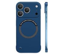 Generico Curranet Magnetic Frameless Hard Case for iPhone 11/12/13/14/15/16/17 Series, Ultra Thin Anti-Shock and Anti-Scratch Hard Phone Borderless Magnetic Cases (Blue,for 13 Pro)