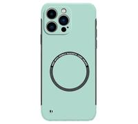 Generico Curranet Magnetic Frameless Hard Case for iPhone 11/12/13/14/15/16/17 Series, Ultra Thin Anti-Shock and Anti-Scratch Hard Phone Borderless Magnetic Cases (Cyan,for 16 Pro)