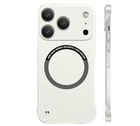 Generico Curranet Magnetic Frameless Hard Case for iPhone 11/12/13/14/15/16/17 Series, Ultra Thin Anti-Shock and Anti-Scratch Hard Phone Borderless Magnetic Cases (White,for 15 Pro Max)