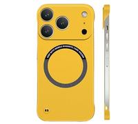Generico Curranet Magnetic Frameless Hard Case for iPhone 11/12/13/14/15/16/17 Series, Ultra Thin Anti-Shock and Anti-Scratch Hard Phone Borderless Magnetic Cases (Yellow,for 12 Pro Max)