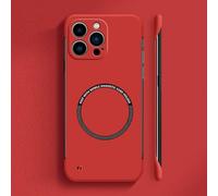 Generico Curranet Magnetic Frameless Hard Case for iPhone, Thin Anti-Shock and Anti-Scratch Hard Phone Borderless Magnetic Cases for iPhone X/11/12/13/14/15/16/17 Pro Max (for 14,Red)