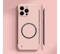 Generico Curranet Magnetic Frameless Hard Case for iPhone, Thin Anti-Shock and Anti-Scratch Hard Phone Borderless Magnetic Cases for iPhone X/11/12/13/14/15/16/17 Pro Max (for 17 Air,Pink)