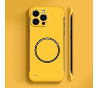 Generico Curranet Magnetic Frameless Hard Case for iPhone, Thin Anti-Shock and Anti-Scratch Hard Phone Borderless Magnetic Cases for iPhone X/11/12/13/14/15/16/17 Pro Max (for 15,Yellow)
