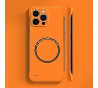 Generico Curranet Magnetic Frameless Hard Case for iPhone, Ultra Thin Hard Pc Magnetic Frameless Case for iPhone X/11/12/13/14/15/16/17 Pro Max (for 17 Air,Orange)