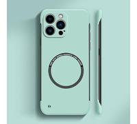 Generico Curranet Magnetic Frameless Hard Case for iPhone, Ultra Thin Hard Pc Magnetic Frameless Case for iPhone X/11/12/13/14/15/16/17 Pro Max (for 17 Air,Cyan)