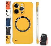 Generico Curranet Magnetic Frameless Hard Case for Phone, Ultra Thin Hard Pc Magnetic Frameless Case for Phone X/11/12/13/14/15/16/17 Pro Max (Yellow,17Air)