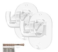 Generico Curtain Pole Holders No Drilling | No Drilliing Curtains Rod Hook Holder Brackets | Self-Adhesive Curtaiin Clip | Multipurpose Shroud Rod Hooks N0o Nails for Bathroom, Bedroom, Black