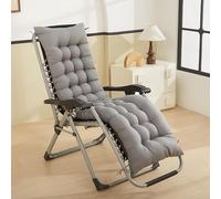 Generico Cuscino Imbottito per Sedia a Sdraio，Morbido e Antiscivolo, per Patio, Esterni, Spiaggia, Portico (Senza Sedia)(Size:155x48cm(61x18.9inches),Color:Grigio)