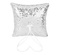 Generico Cuscino Portafedi in Lustrino Argento Porta Anelli Decorazioni Matrimonio