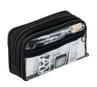 Generico Custodia a portatile - 8.27x2.56x5.12 Organizzatore di cartoleria InchZippered, con scomparti, sacchetto a durevole | Per scuola, ufficio, deposito compatto, marcatori, forniture