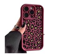 Generico Custodia con fantasia leopardata for iPhone 16 Pro Max Custodia protettiva antiurto for telefono Coque for iPhone 14 15 Pro Max 13 12 11 16e 17 Air(Wine Red,For iPhone 15 Pro)