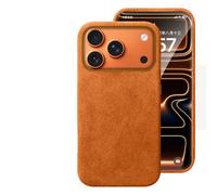 Generico Custodia magnetica in pelle scamosciata for iPhone 17 Pro Max/17 Pro/Air/17 - Cover sottile e leggera con ricarica wireless e assorbimento degli urti(Orange,17 Pro Max)