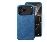 Generico Custodia magnetica in pelle scamosciata for iPhone 17 Pro Max/17 Pro/Air/17 - Cover sottile e leggera con ricarica wireless e assorbimento degli urti(Blue,Air)