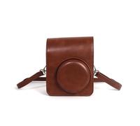 Generico Custodia per Instax Mini 13, borsa da trasporto in pelle PU per fotocamera, custodia protettiva mini in tinta unita con tracolla (Marrone)