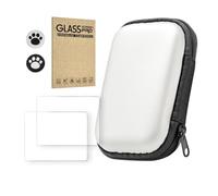 Generico Custodia per R36S/R35S/RGB20S, borsa per console di gioco, custodia rigida antiurto per console portatile con pellicola protettiva e copritastiera (2 pezzi+bianco)