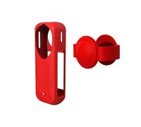 Generico Custodia protettiva per Insta360 X5, protettore del guscio di gomma morbida con copertura del tappo dell'obiettivo della fotocamera in silicone per Insta360 X5 Accessori (Rosso)