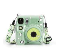 Generico Custodia protettiva trasparente per Instax Mini SE Photo Bag Custodia protettiva trasparente shell Crystal Case Strap Sticker Tre pezzi Set (green)