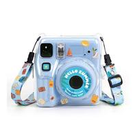 Generico Custodia protettiva trasparente per Instax Mini SE Photo Bag Custodia protettiva trasparente shell Crystal Case Strap Sticker Tre pezzi Set (blue)