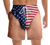 Generico Custom Funny Patriotic Men Swim Trunks, Freedom And Chill Beach Shorts with Mesh Lining, 3D Hairy Body Briefs Graphic Shorts