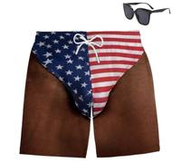 Generico Custom Funny Patriotic Men Swim Trunks, Freedom And Chill Beach Shorts with Mesh Lining, 3D Hairy Body Briefs Graphic Shorts