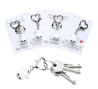 Generico Cute Animal Keychains - Cartoon Heart Ring | Cute Inspirational Keychain Set With Heart-Shaped Ring And Message Card, Perfect For Women, Men, Kids, Couples, Friends, Purses, Backpacks