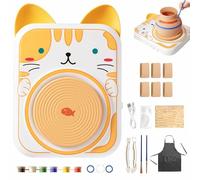 Generico Cute Animal Pottery Wheel Set for Kids, Animal Porcelain Machine Tools, Complete Pottery Painting Kit Arts And Crafts, Birthday Halloween for Girls Boy Kids Toy (01)