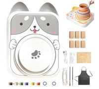 Generico Cute Animal Pottery Wheel Set for Kids, Animal Porcelain Machine Tools, Complete Pottery Painting Kit Arts And Crafts, Birthday Halloween for Girls Boy Kids Toy (03)