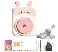Generico Cute Animal Pottery Wheel Set for Kids,Animal Shaped Porcelain Machine,Complete Pottery Painting Kit for Girls Boy Toy Birthday Halloween Christmas (White Rabbit)