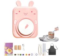 Generico Cute Animal Pottery Wheel Set for Kids,Animal Shaped Porcelain Machine,Complete Pottery Painting Kit for Girls Boy Toy Birthday Halloween Christmas (Pink Rabbit)