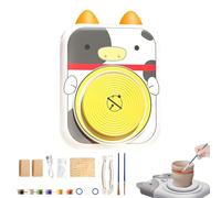 Generico Cute Animal Pottery Wheel Set for Kids, Complete Pottery Painting Kit Arts and Crafts, Cute Animal Shaped Porcelain Machine (Cow)