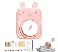 Generico Cute Animal Pottery Wheel Set for Kids, Complete Pottery Painting Kit Arts and Crafts, Cute Animal Shaped Porcelain Machine (Pink rabbit)
