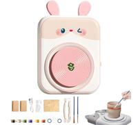 Generico Cute Animal Pottery Wheel Set for Kids, Complete Pottery Painting Kit Arts and Crafts, Cute Animal Shaped Porcelain Machine (White rabbit)