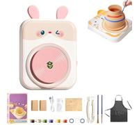 Generico Cute Animal Pottery Wheel Set for Kids, Cute Animal Porcelain Machine, Complete Pottery Painting Kit Arts and Crafts, for Girls Boy Kids Toy (2Clay,02)