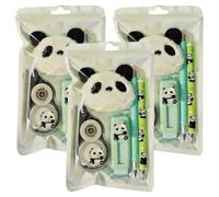 Generico Cute Animal Stationery Set with Correction Tape Pen Combo,Plush Panda Pendant and Eraser Writing Supplies,Practical Writing Stationery Set for Office and Note Taking