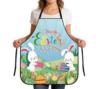 Generico Cute Aprons - 70cm Adjustable Easter Cooking Smock, Bunny Egg Floral Prints, Kitchen Chef Apron | Gardening Baking Barbecue Cleaning Artist Farm Home Protective Wear