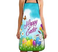 Generico Cute Aprons | Adjustable Easter Rabbit Egg Prints Smock,Bunny Egg Floral Prints Ladises Apron | for Gardening Bakings Painting Barbecue Cleaning Artist Farms