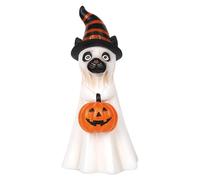 Generico Cute Cat And Dogs Ghosts Statue With Pumpkin | Ghost Dogs Cat Statue With Witch Hat And Pumpkins,Halloween Figurines Desktop Ornament Bookshelf Table Home Decor