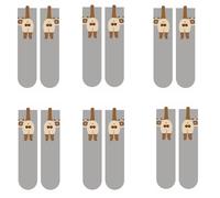 Generico Cute cat socks with balls - High Cotton Funny Animal Fun Crew Socks for Women, Novelty Kitten with Fuzzy Balls Gifts for Women Cat Lovers (6Pcs-C)