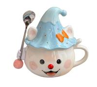 Generico Cute Cat Witch Hat Ceramic Coffee Mug,3D Funny Ghost Cat Cups with Lid and Spoon,Stylish Personalized Charm Coffee Cup for Women Birthday Gifts