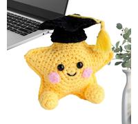 Generico Cute Crochet Graduation Star, Emotional Handmade Plush Doll, Inspirational Knitted Desk Ornament with Funny Design, Soft Decorative Gift Toy, Positive Room Decor, Office Car Shelf Use