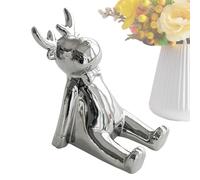 Generico Cute, Deer-Shaped, Tabletop Stand, Stable Phone Cradle 4.41x3.15x4.29 inches, Decorative Animal Holder, Brown Resin, for Home Dorm Library Café Use, Dependable Ceramic Finish