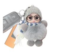 Generico Cute Doll Keychain - Lovely Big Eyes Doll Pendant | Decorative School Bag Keychain Accessory | Wearing Glasses Scarf Hat, for Student Boys Girls Backpack, Adorable Ornament for Home Travel