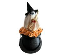 Generico Cute Ghost Decor, Halloween Seasonal Décor, Cute Resin Broom Cauldron Design Witch Statue, Ghost Figurines Home Decor For Haunted Setup Birthday Party Window Display Food Tray Dinner Table