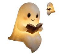 Generico Cute Ghost Reading Book Lamp, 3D LED Night Light Halloween, Ghost Warm Lighted Indoor Figurine Lamps, Light up Ghosts Decor, for Bedroom Study Room, Decorations Indoor (6 inches)