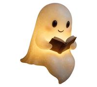 Generico Cute Ghost Reading Book Lamp, Light Up Halloween Decor, for Bedroom Study Room, Readers, Ghost Reading Night Lights, 3D LED Night Light Halloween (6in)