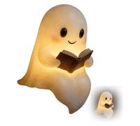 Generico Cute Ghost Reading Book Lamp, Light Up Halloween Decor, for Bedroom Study Room, Readers, Ghost Reading Night Lights, 3D LED Night Light Halloween (8.6in)