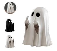 Generico Cute Ghost Statue, Mini Ghosts Small Scary Ghost Figurines, Middle Finger Ghosts Halloween Figurines for Indoor Outdoor & Porch Hallo-ween Decor (white)