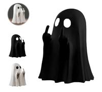 Generico Cute Ghost Statue, Mini Ghosts Small Scary Ghost Figurines, Middle Finger Ghosts Halloween Figurines for Indoor Outdoor & Porch Hallo-ween Decor (black)