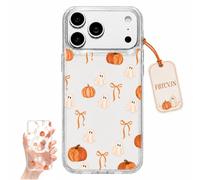 Generico Cute Halloween Clear Phone Case, Ghost Pumpkin Butterfly Phone Case, Shockproof Camera Protection Cover for iPhone 17/16/15promax (B (no Magnetic),for iPhone15PRO)